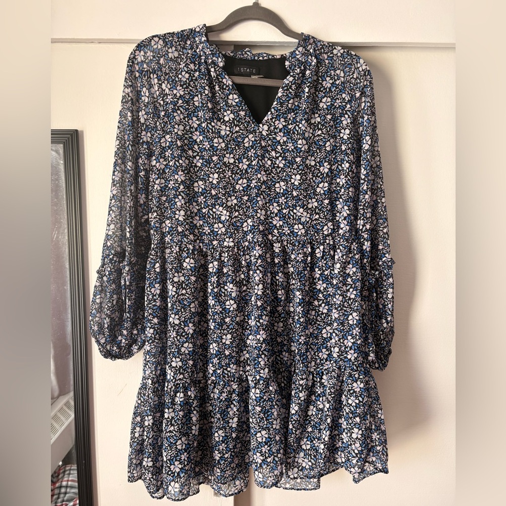1STATE Black and Blue Floral Dress